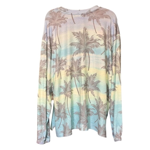 NWT PJ Salvage Pajama Plus Size 2X Fleece Long Sleeve Beach Palm Tree Print Cozy - Picture 2 of 7